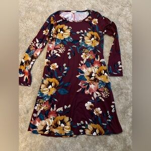 Sweet Love Burgundy Floral Long Sleeve Dress